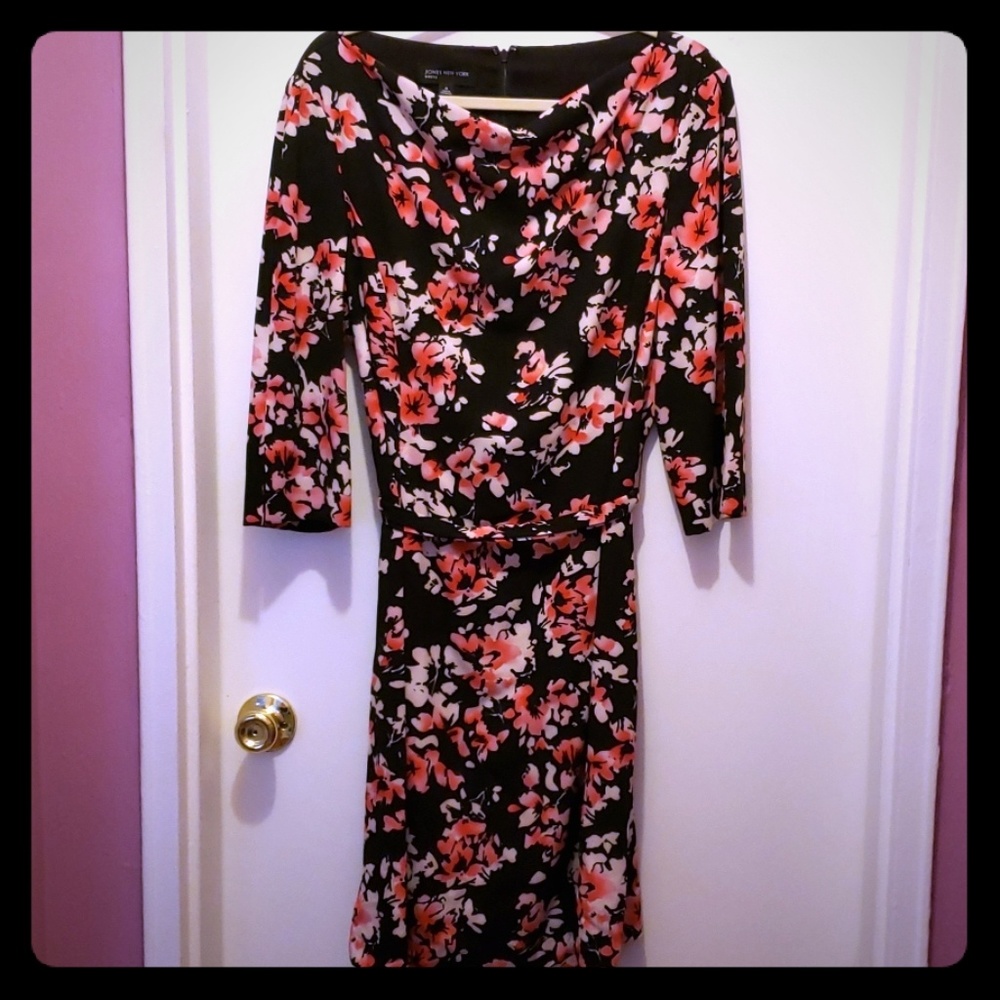 Jones New York Women's floral dress black size 16